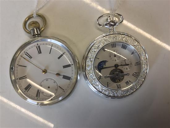 Omega silver open face pocket watch &  Heritage Collection plated pocket watch with moonphase